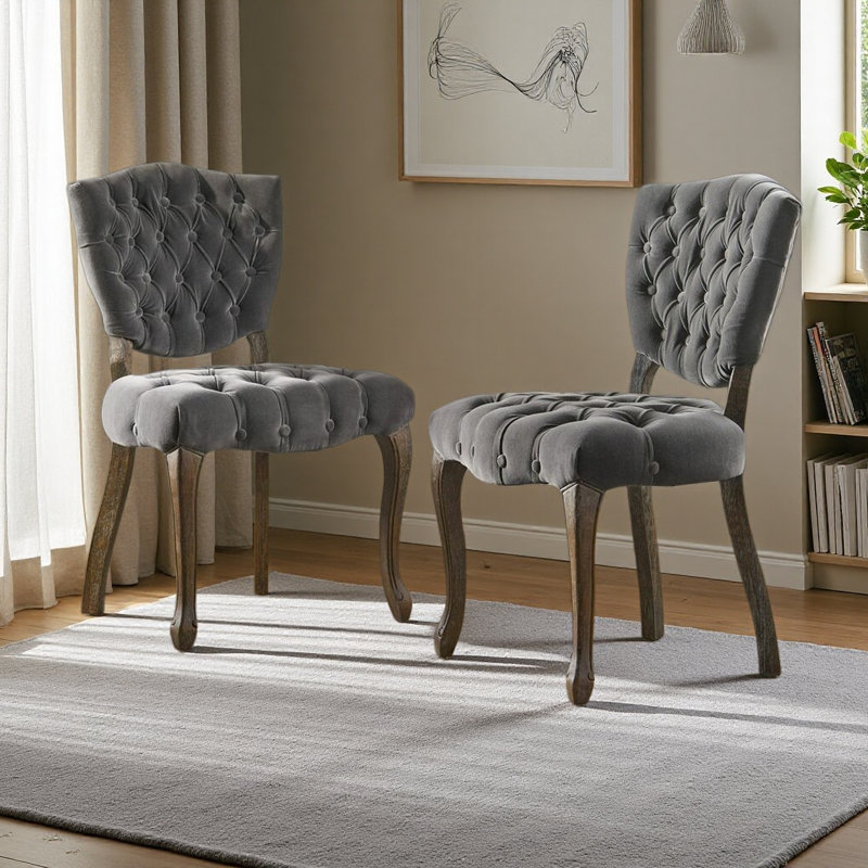 Chaise capitonnée (ensemble de 2), Gris anthracite