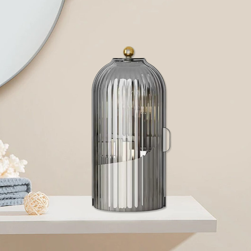 Support de rangement pour porte-pinceau à maquillage avec couvercle rotatif à 360 ° résistant à la poussière, Noir