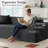 61'' W Boneless Bean Bag Sofa Loveseat Faux Fur Upholstered Floor Sofa With Pillows&Cup Holders&Side Pocket-1228746763-1228746760