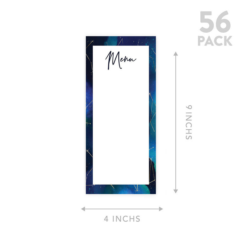 Cartes de menu de mariage célestes imprimables pour imprimante de bricolage, paquet de 52