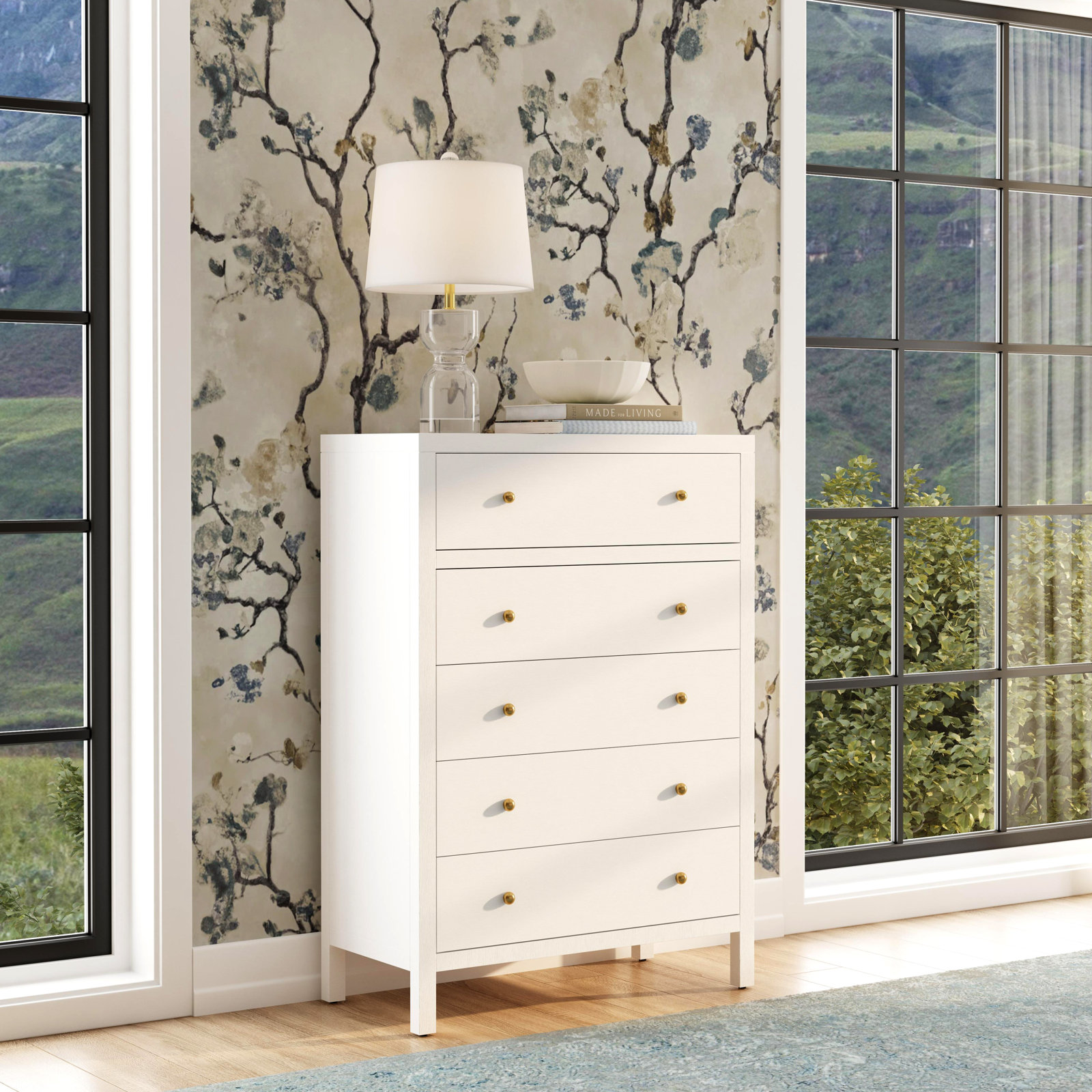 Celine 36" Acacia Dresser, Textured White