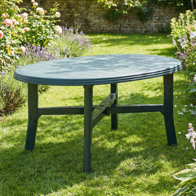 Wynell Oval Outdoor with Umbrella Hole Dining Table - 165 cm W 110 cm D