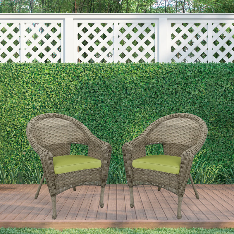 Chaise de patio à dîner avec coussins simple Watts, Gris, Sauge vert