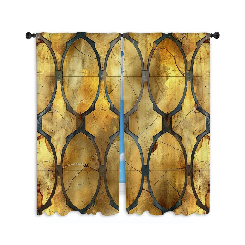 Geometric Pattern Visual Room Darkening Curtain Pair, 56" W x 80" L