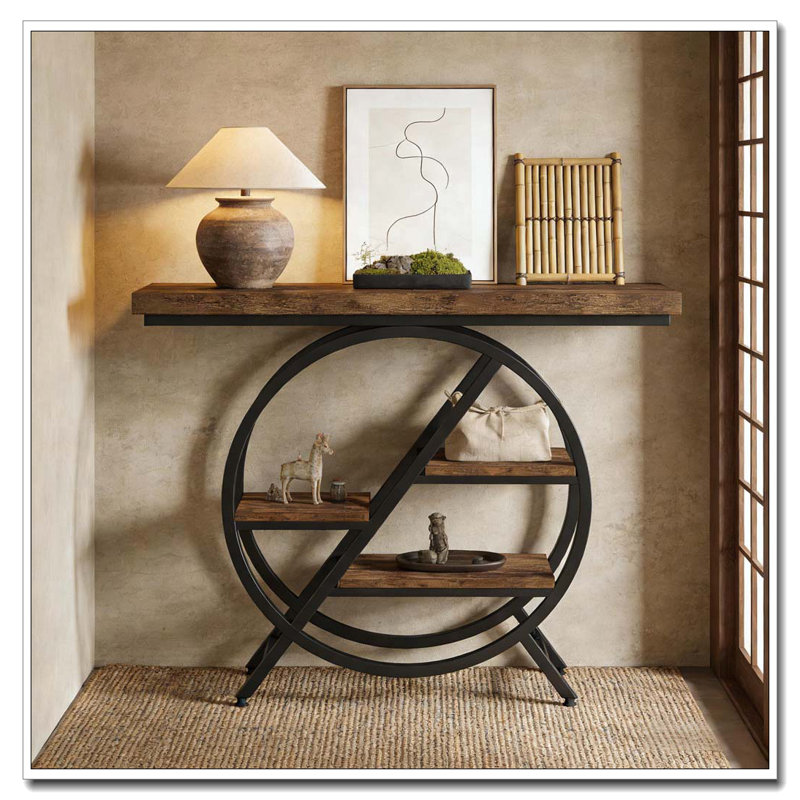 Console Table,Functional Entryway Table, 31.91" H x 39.4" W x 11.82" D, Brown