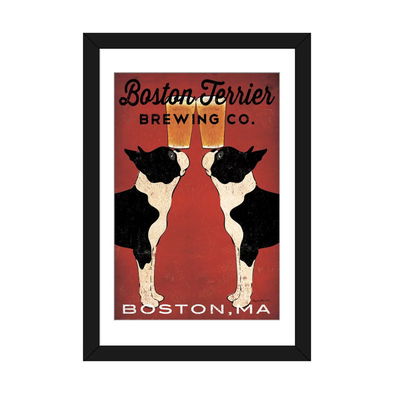 Boston Terrier Brewing Co. (Boston, MA), impression sur toile tendue, L 24 po x H 32 po x P 1 po, Papier avec cadre noir