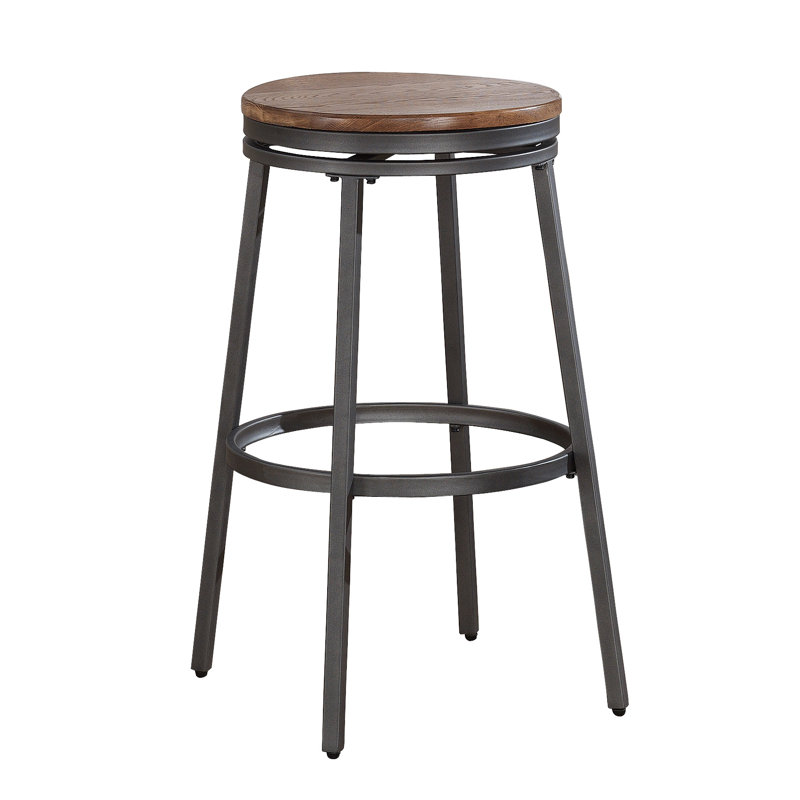 Deanna Backless Metal Swivel Stool, Bar Stool (30" Seat Height), Golden Oak