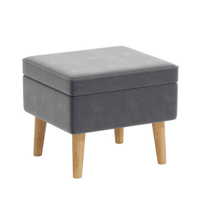 Storage Ottoman In Beige Wood Modern Style For Living Rooms And Bedrooms