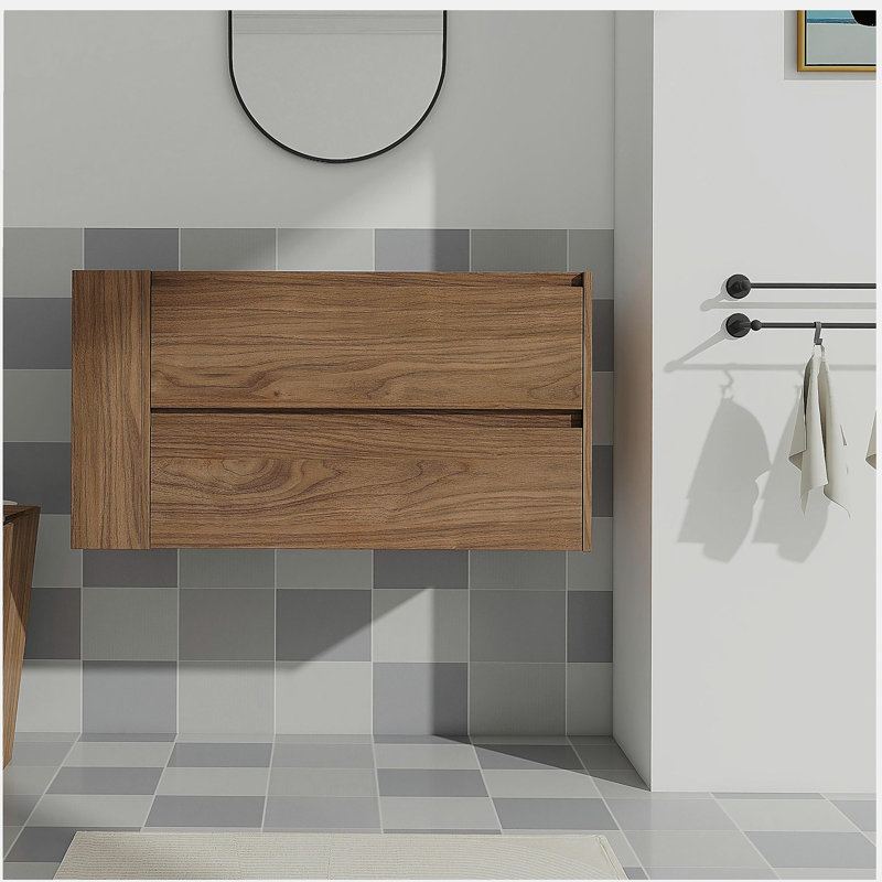Meuble-lavabo mural 36 po, avec tiroir (seulement meuble-lavabo, 36 po), Chêne brun