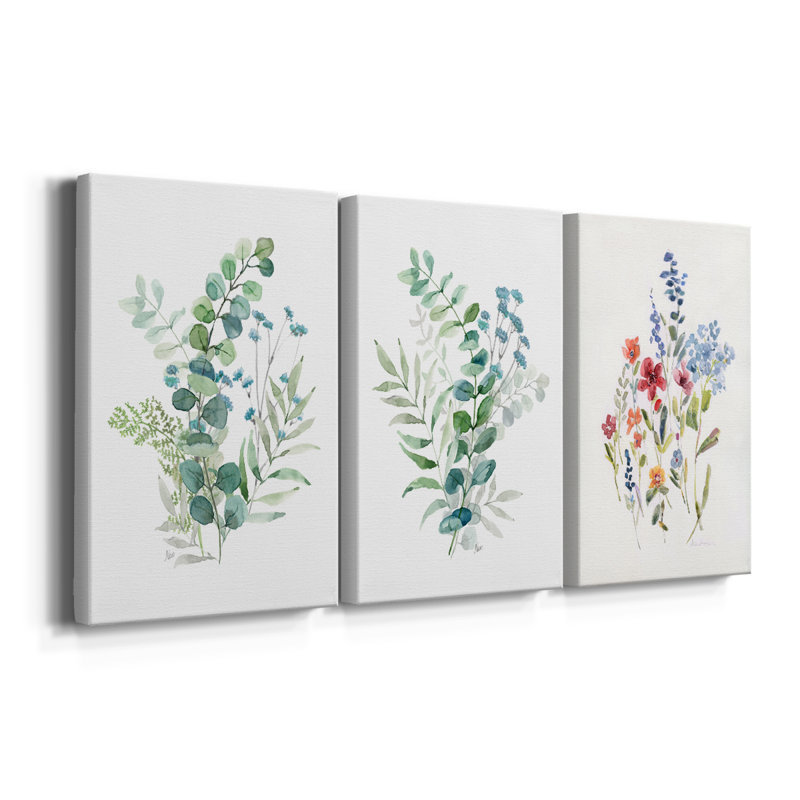 «Blue Mist Eucalyptus I», toile tendue sur mesure - 3 pièces, H 60 po x l 120 po
