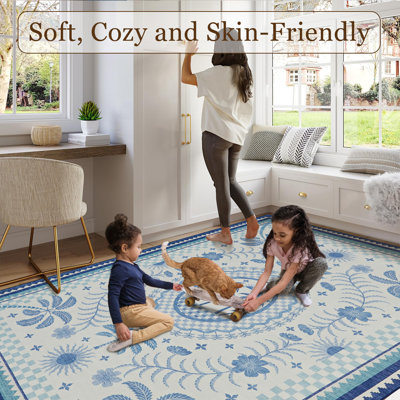 Tapis lavables pour salon Chambre à coucher Tapis antidérapant antidérapant pour salle de jeux / salle à manger / bureau à domicile
