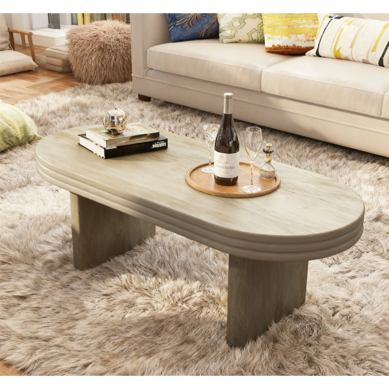 Table basse ovale moderne Mid Century, Naturel