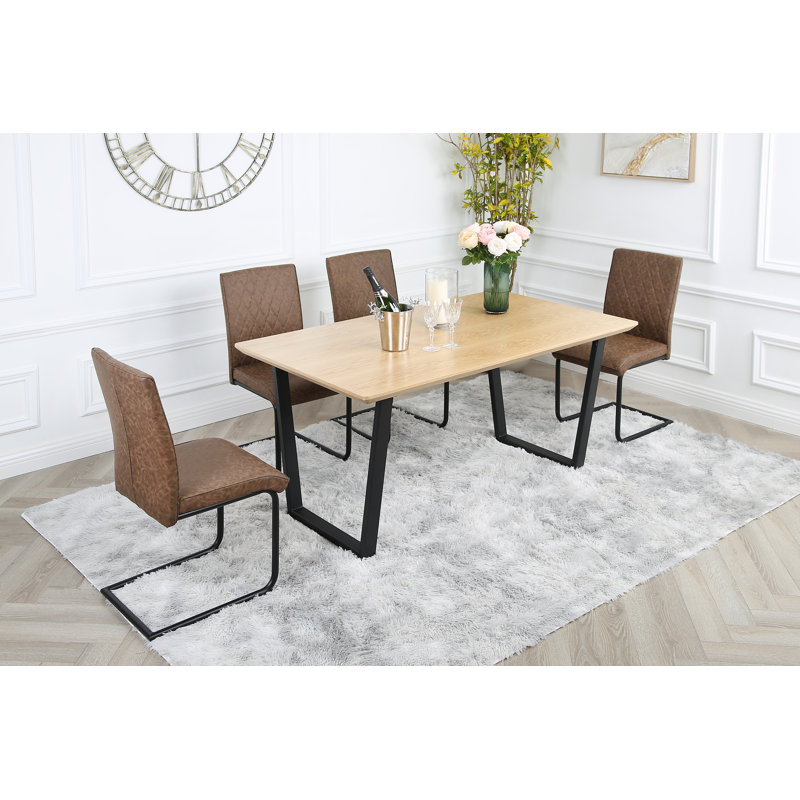 Asfand 4 - Person Dining Set, Oak, Brown