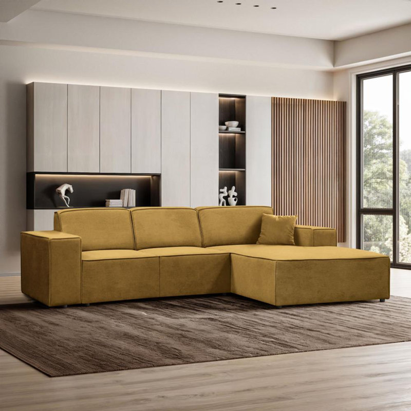 Avionna 4 Seater Sofa & Chaise, Yellow, Right Hand Facing