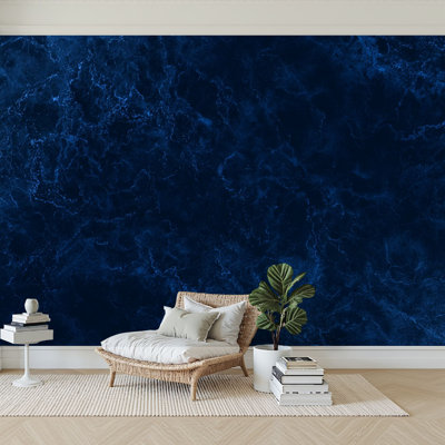 Peel and Stick Wallpaper 144" W x 100" H Modern Self Adhesive Wall Mural for Bedroom Navy Blue Black Grunge Textured Abstract Stucco Concrete Dark Wall