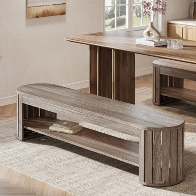 63" Wooden Dining Bench, Kitchen Dining Seat For Dining Room, Living Room, Home Office, Easy Assembly