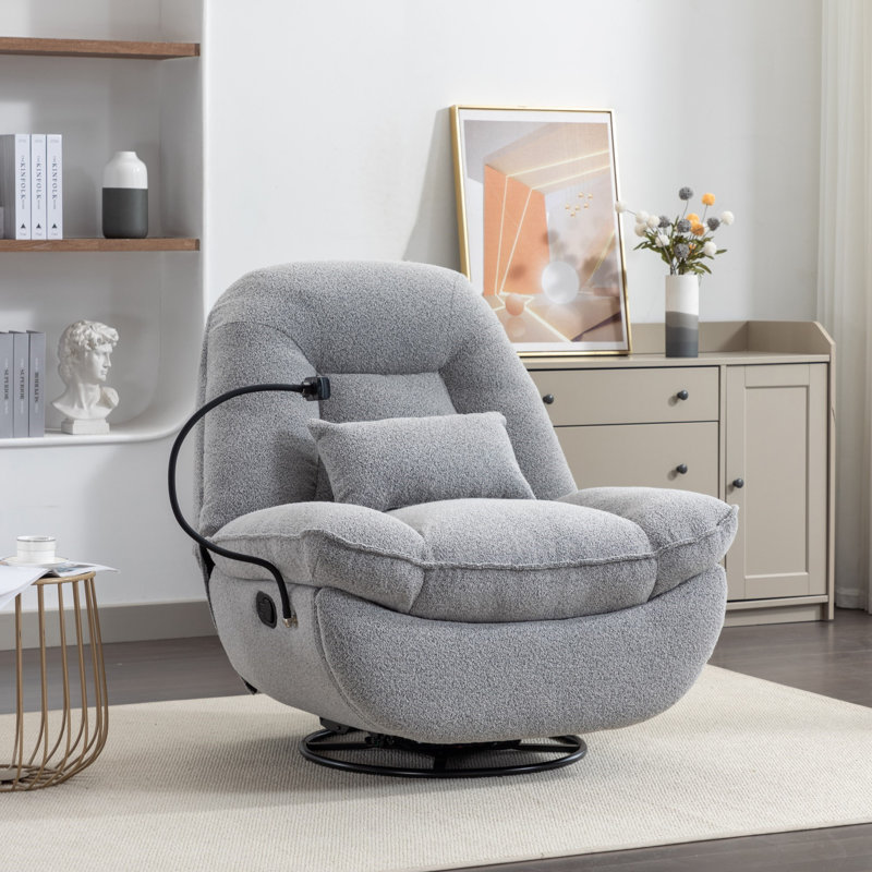 Antwonn 100cm Wide Swivel Standard Recliner, Light Grey