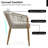Turin Set of 2 Outdoor Dining Chairs with Hand-Woven Rope Back, Sunbrella Cushions, Rust-Proof Wood-Grain Aluminum Frame Armchairs