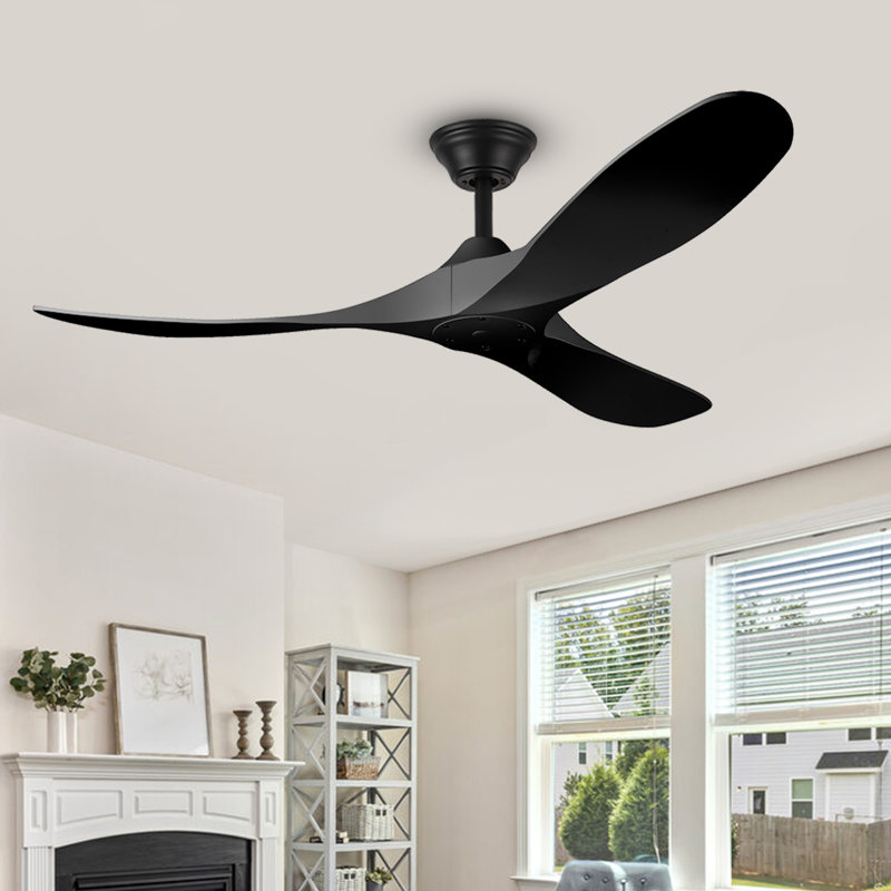 Ventilateur de plafond réversible à moteur à courant continu avec pales en bois massif de qualité supérieure et contrôle intelligent basé sur l'application, convenant aux chambres à coucher, aux salons et aux patios couverts