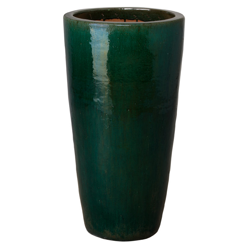 Handmade Ceramic Planter, 36" H x 18.5" W x 18.5" D, Green