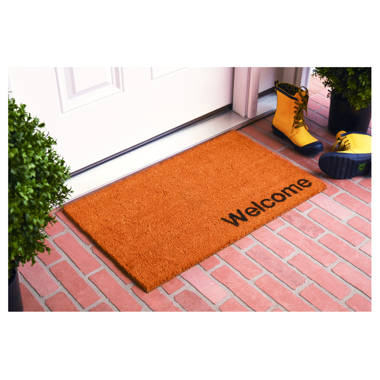 Sheltered Front Door Mat Sally Natural Braided Coir Coco Rubber Rug 24x16 Evideco