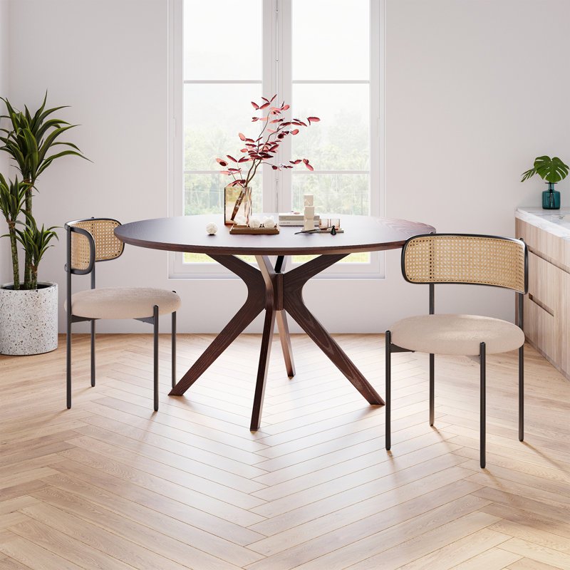 4 Person Round Dining Sets, Light Brown