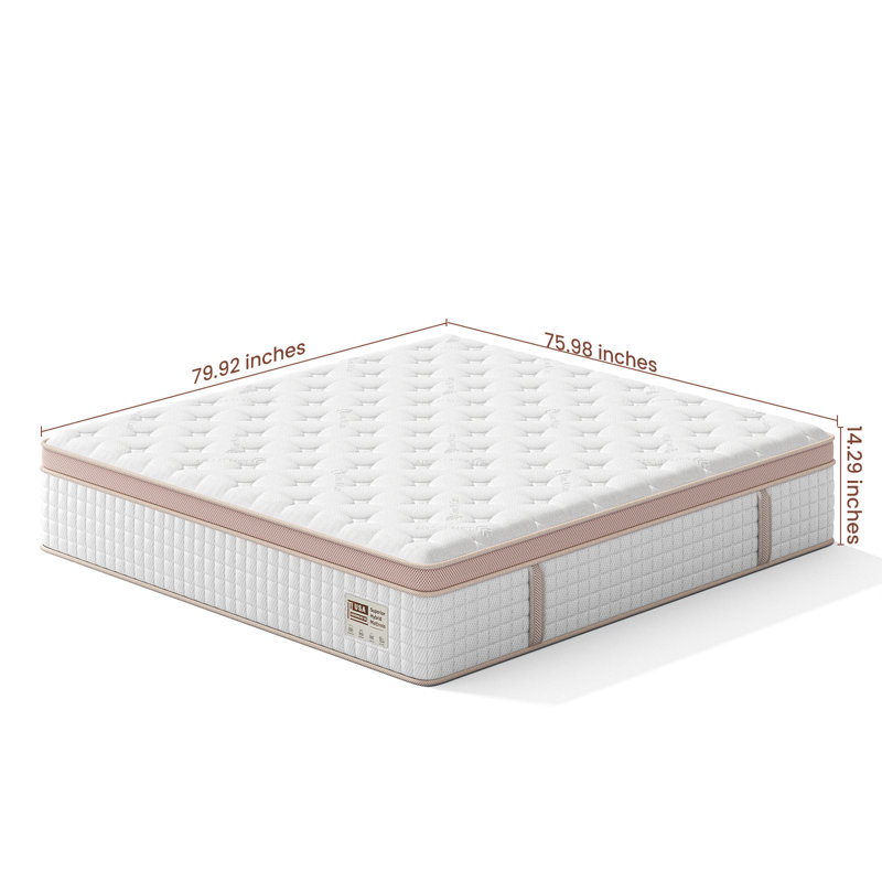 12"/14"Medium Hybrid Mattress with Pocket Springs & Cooling Gel Foam,Pressure Relief,Motion Isolation & Edge Support, King