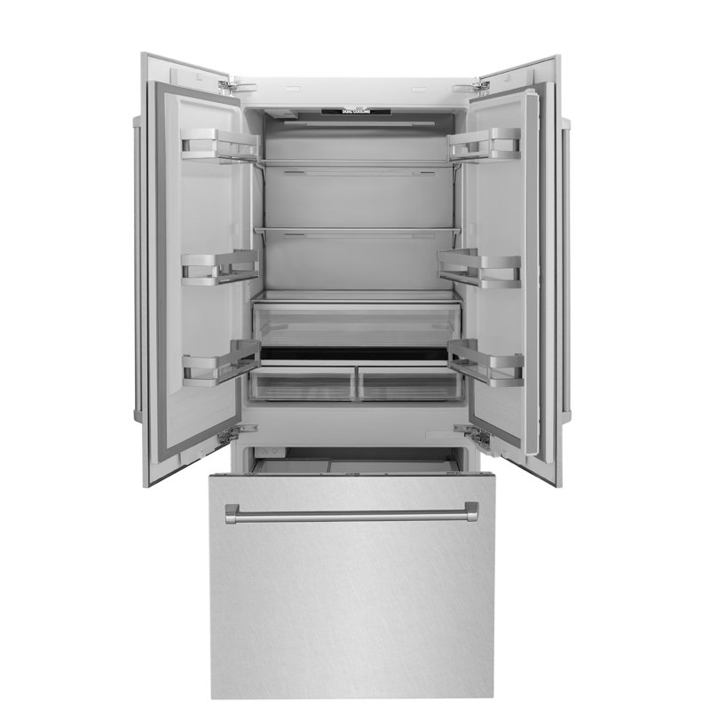 ZLINE 36" 19.6 cu. ft. Built-In 3-Door French Door Refrigerator with Internal Water and Ice Dispenser, Matte Black