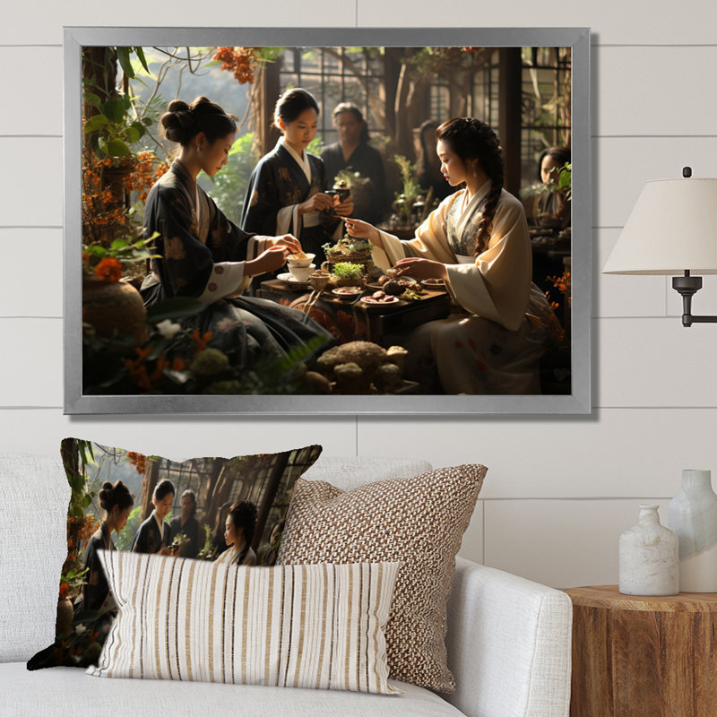 Asian Art Harmony in Tea VI - reproduction d'art, H 24 po x l 32 po x P 1 po, Cadre photo argenté