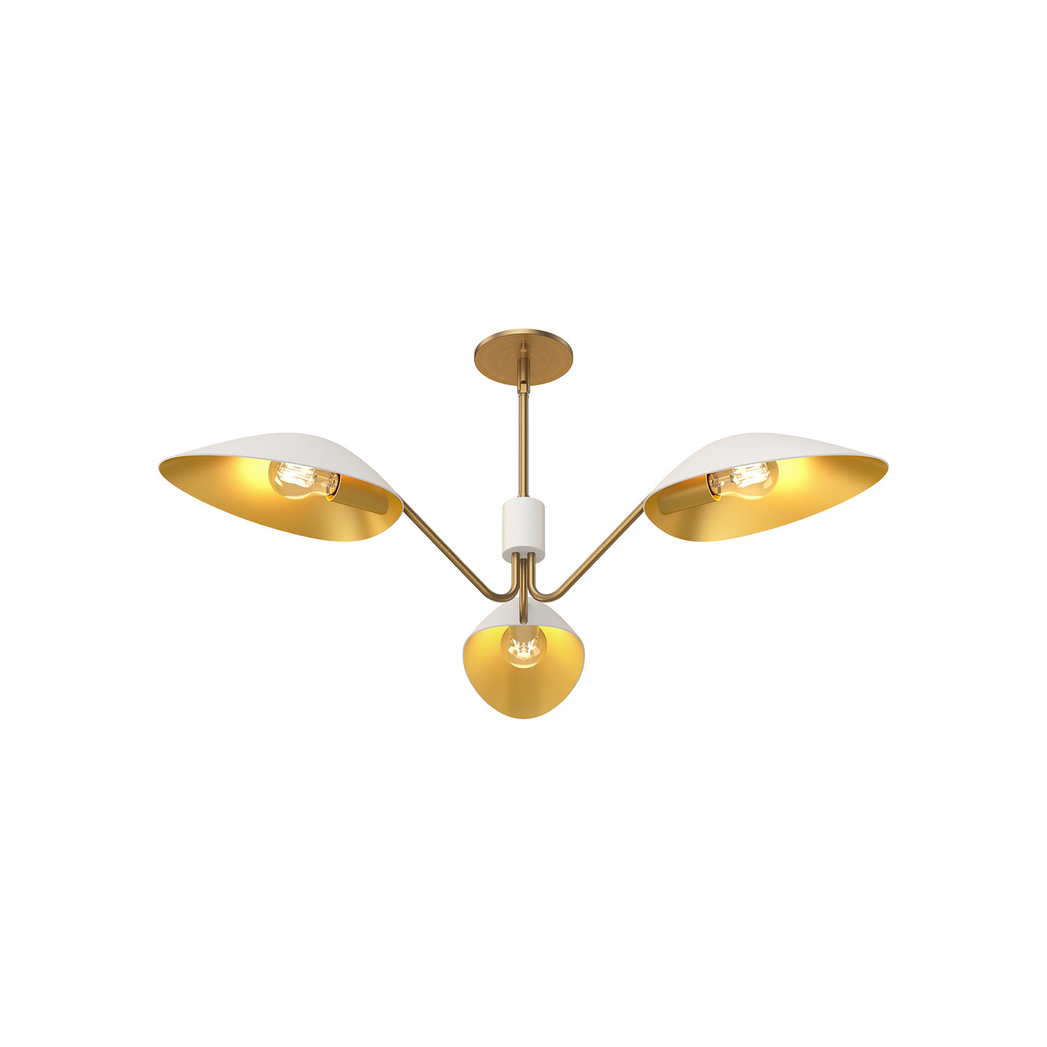 Raelle 3 Light Metal Pendant, Aged Gold/White