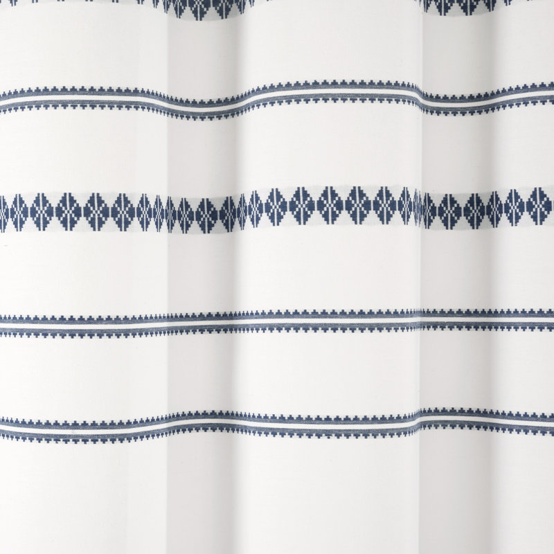 Rideau de douche rayé simple, Bleu marine / blanc