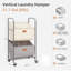 Panier à linge à roulettes verticales 80 litres, trieur de linge à 2 sections avec roulettes et 2 paniers, paniers à linge à 2 niveaux pour petits espaces, dortoir, salle de lavage, placard, 2 niveaux multicolores