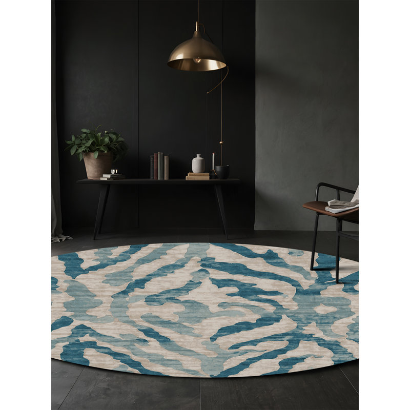 Machine Washable Beige Area Rug, Round 7'