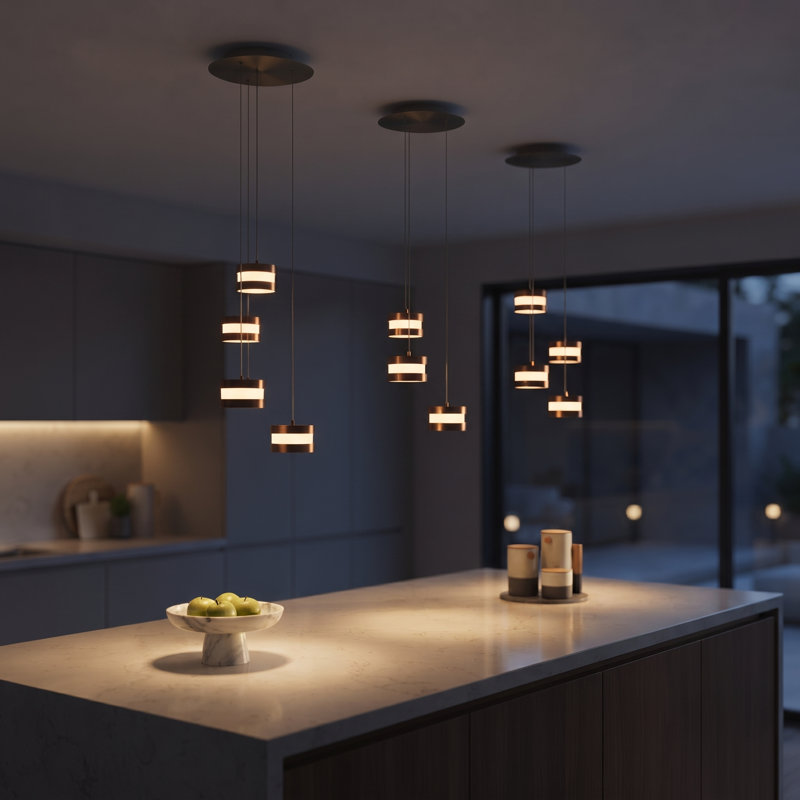 Karter 3 - Light Cluster Pendant, 2" H x 10" W x 10" D, Brushed Brass