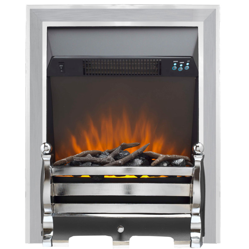 Finbar Belfry Heating 48cm W Electric Fireplace Insert with 4000 BTU, Chrome/Brushed