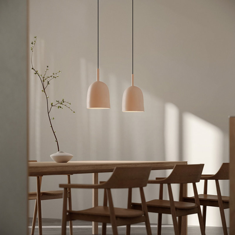 Vessel Pendant Light, Peach, 18.5'' H x 9'' W x 9'' D, Black
