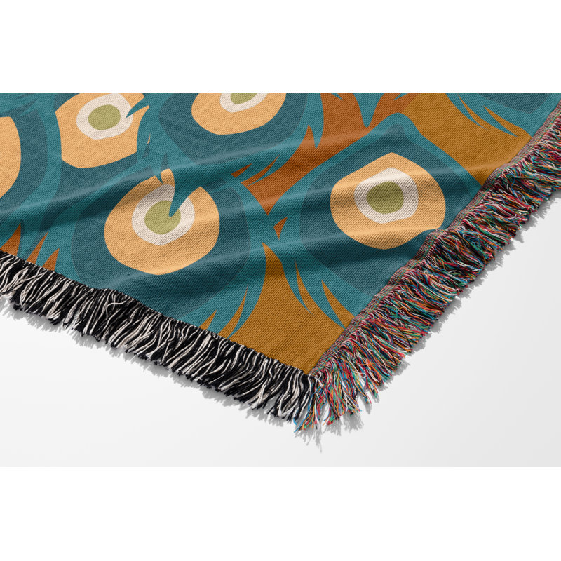 Jeté en mélange de coton Nivo Peacock, Noir, L 80 po x l 60 po