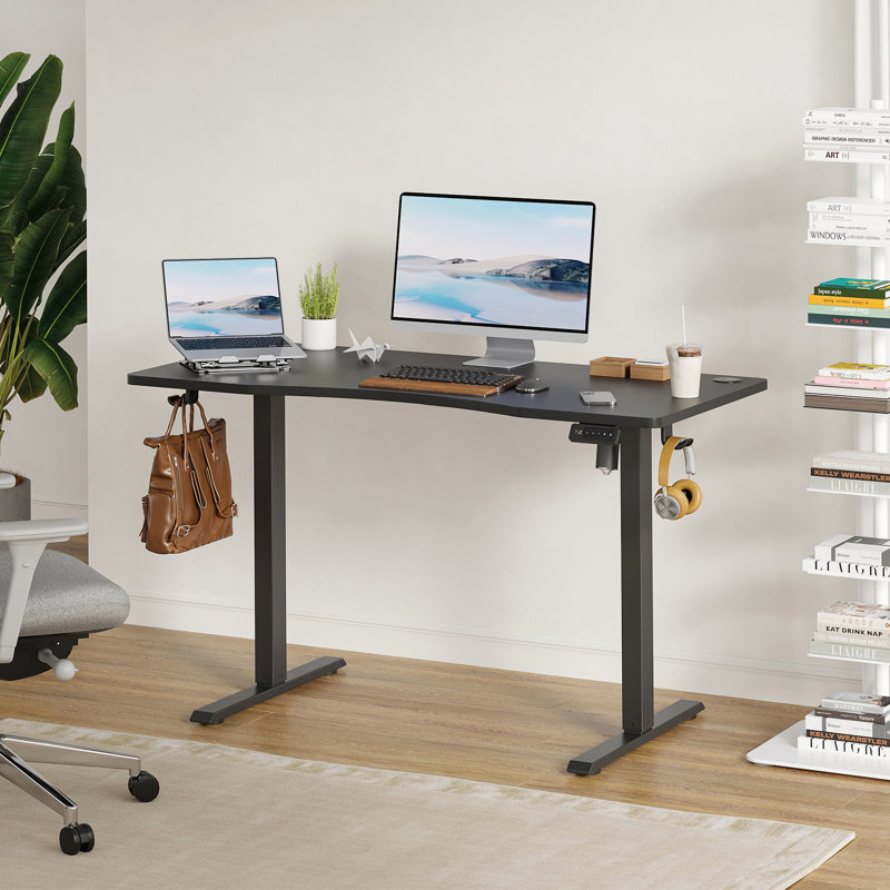 Buchholtz 120cm W Board Height Adjustable Rectangle Standing Desk, Black