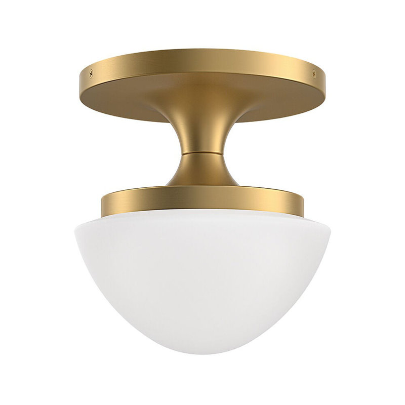 Hinkley Knox Semi-Flush Mount Schoolhouse Style Ceiling Light, Lacquered Brass