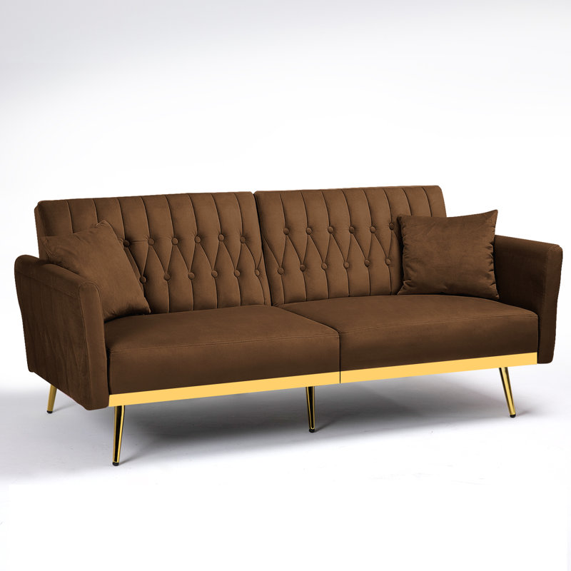 Somiya Upholstered 70'' Sleeper Sofa, Brown Velvet