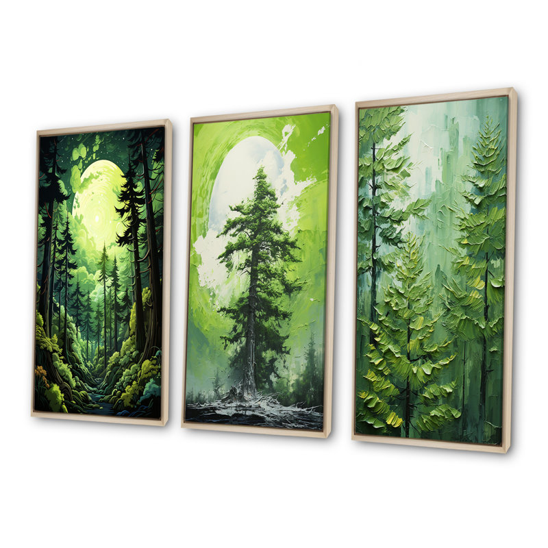 Ensemble de 3 décorations murales Neon Green, Cadre flottant brun, H 32 po x l 48 po