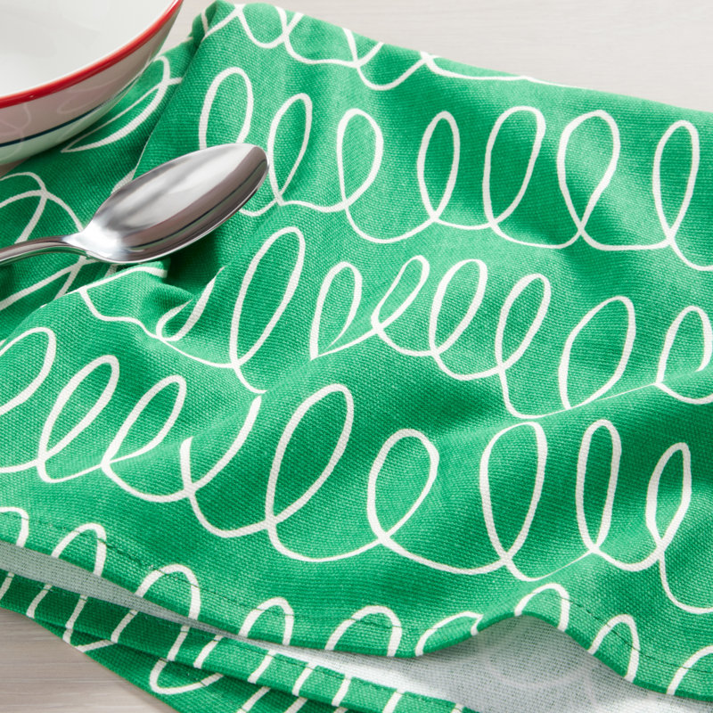 Loop And Dot 100% Cotton Square, Green/White