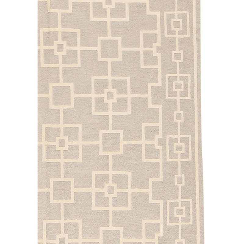 Wool Geometric Area Rug in White