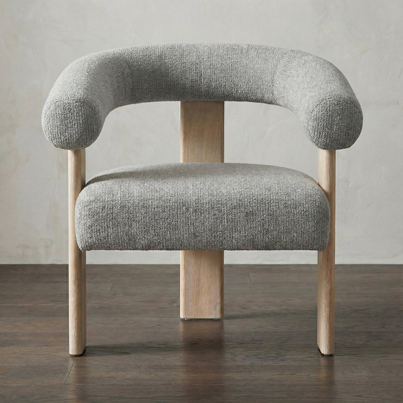  Chaise rembourrée avec accoudoirs demi-tonneau, Gris