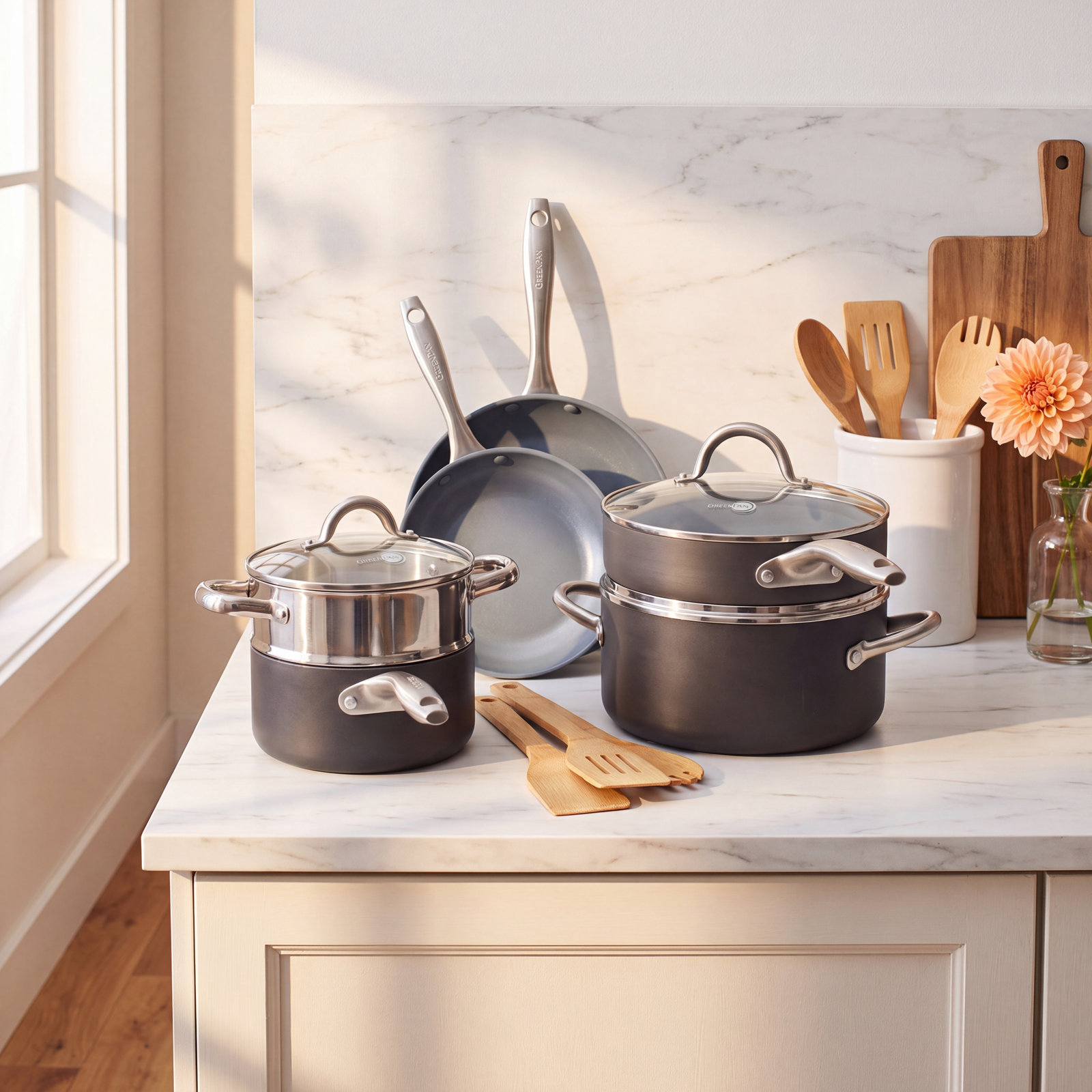GreenPan Lima 12-Piece Cookware Set, Black