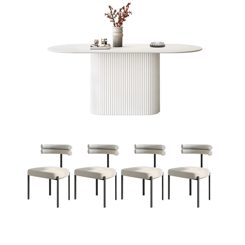 Table et chaise ovales simples et pratiques, H 29,5 po x L 70,8 po x l 35,4 po
