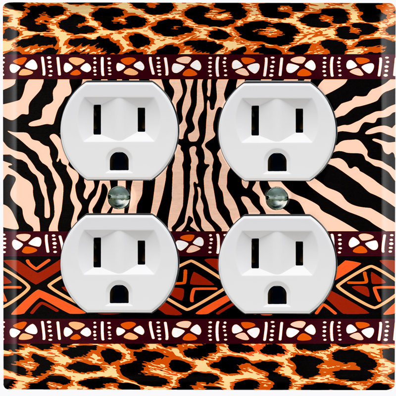 Couvercle de prise en métal pour interrupteur de lumière (motif safari tribal guépard africain - bascule simple)
