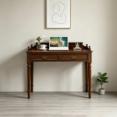 Petit bureau en bois d'hévéa de style rétro