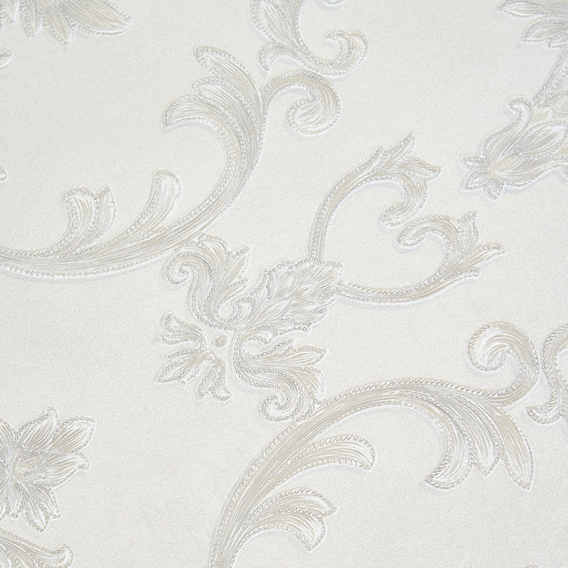 Non-Pasted Non-Woven 3D Embossed Wallpaper Roll, White/Grey