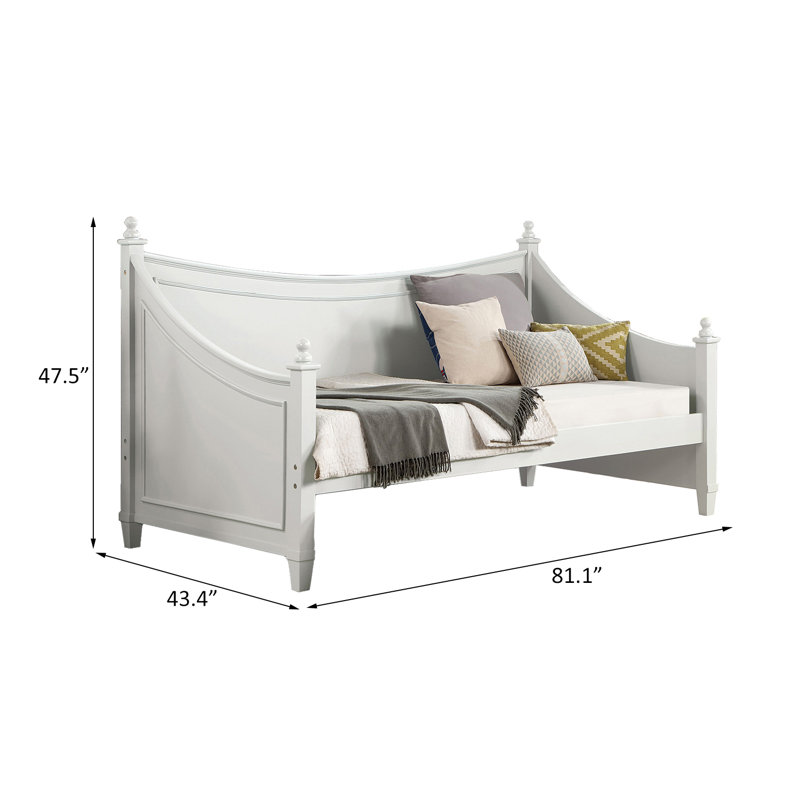 Twin Size Wood Daybed in White, White